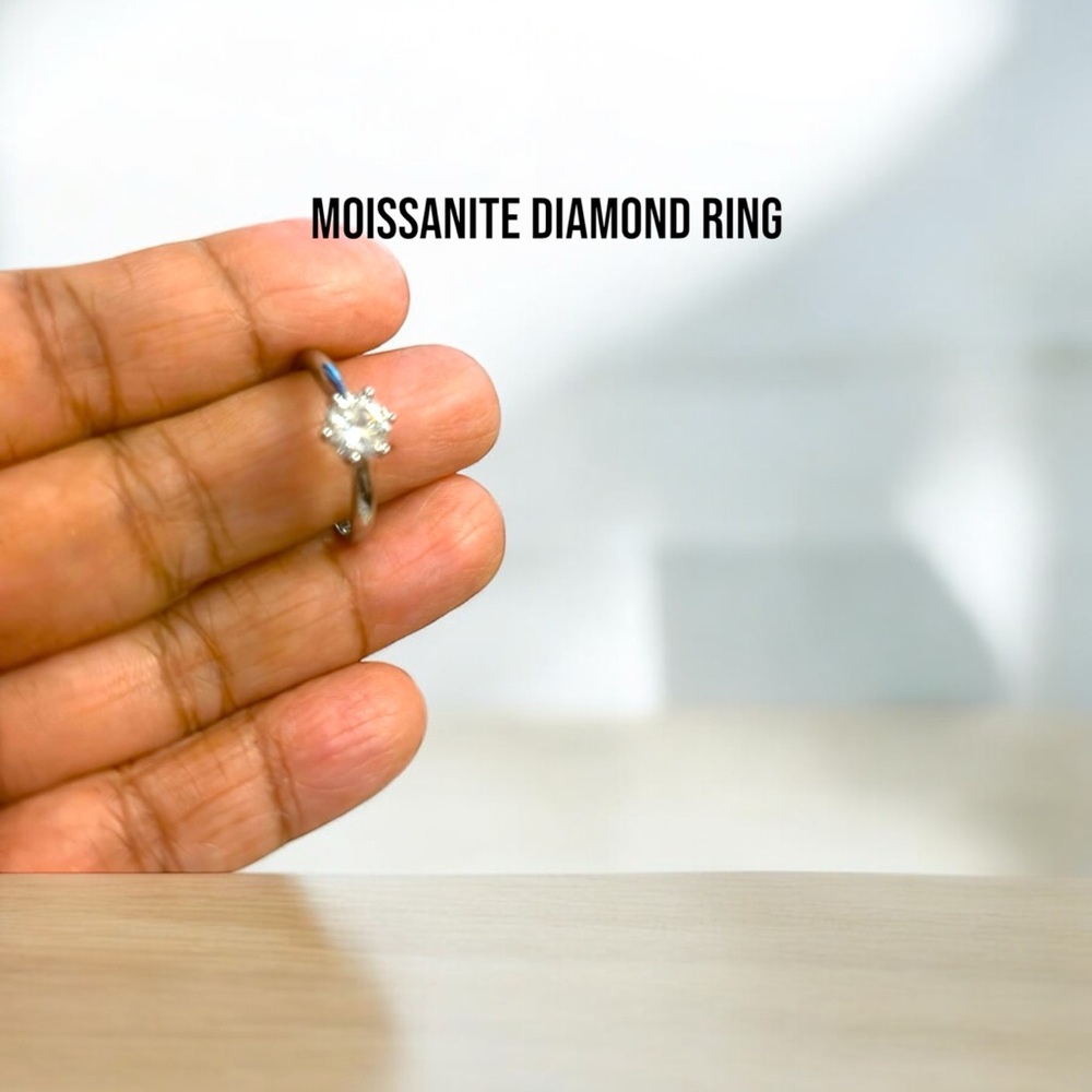 261. Silver Solitaire Moissanite Ring with Round-Cut Stone